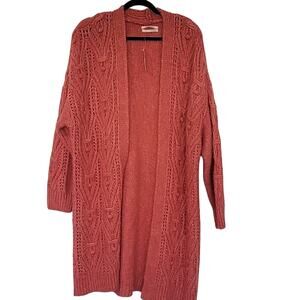 NWT Anthropologie Nuria Cable-Knit Cardigan In Coral, L
